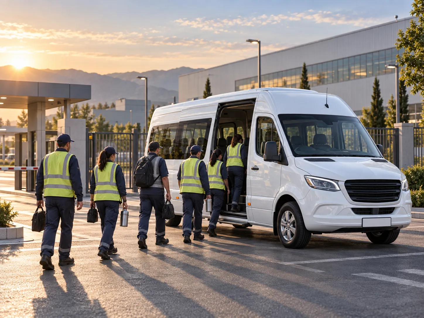 Sabah vardiyasında servise binen fabrika çalışanları